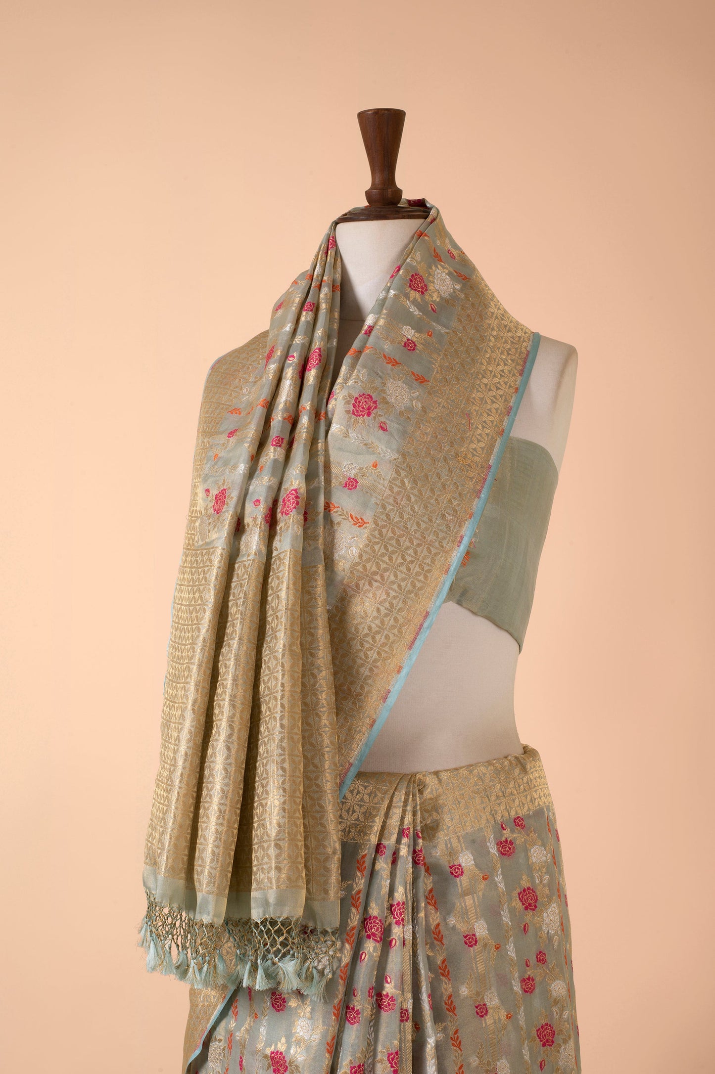 Handwoven Blue Tissue Sari