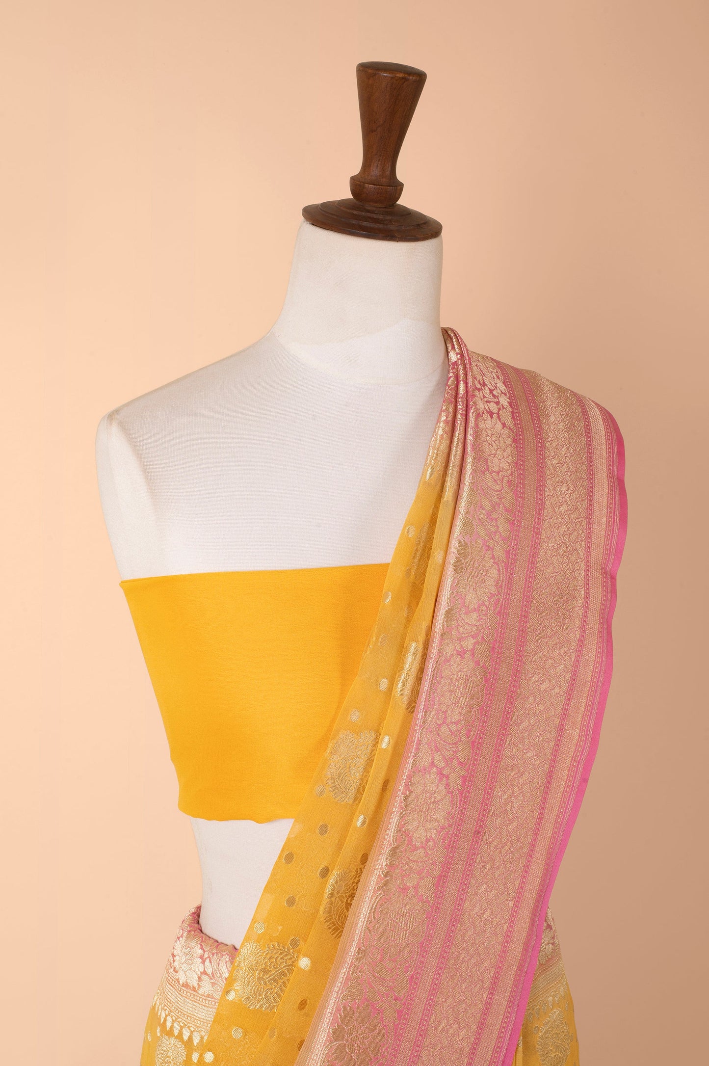 Handwoven Yellow Georgette Sari