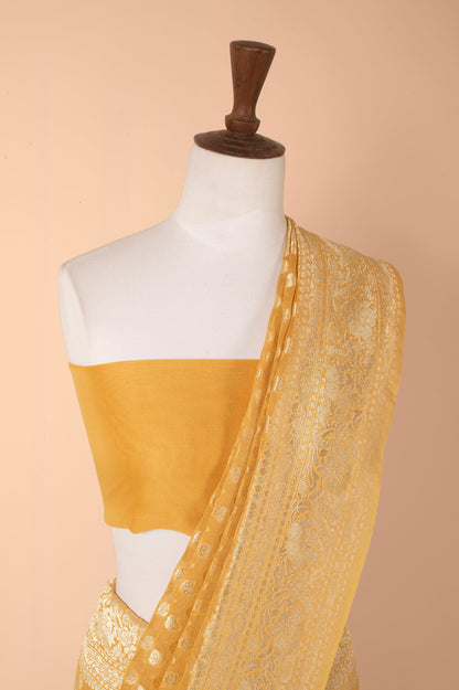 Handwoven Mustard Georgette Sari