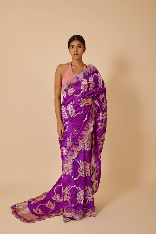 Handwoven Purple Silk Sari