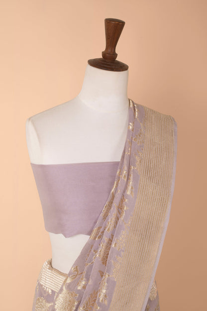 Handwoven Purple Georgette Sari