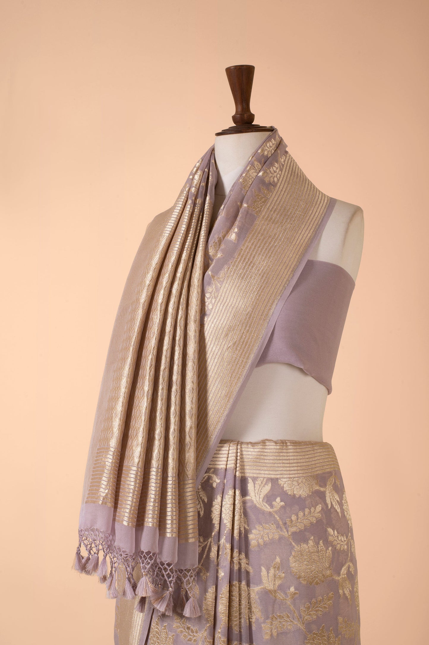 Handwoven Purple Georgette Sari