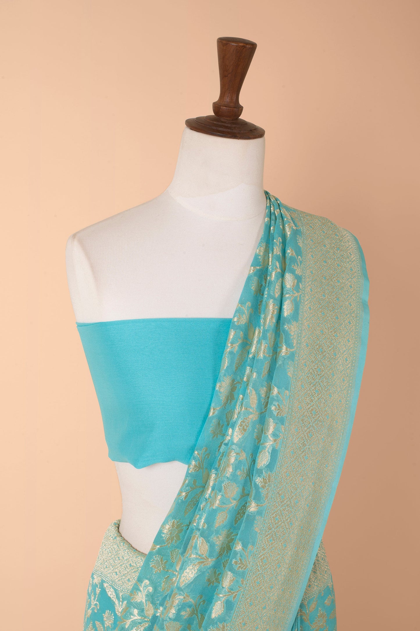 Handwoven Blue Georgette Sari