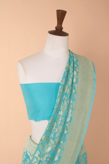 Handwoven Blue Georgette Sari