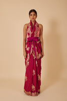 Handwoven Garnet Silk Sari