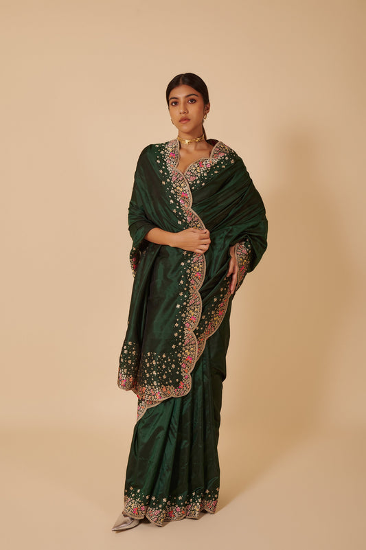 Handwoven Green Silk Sari