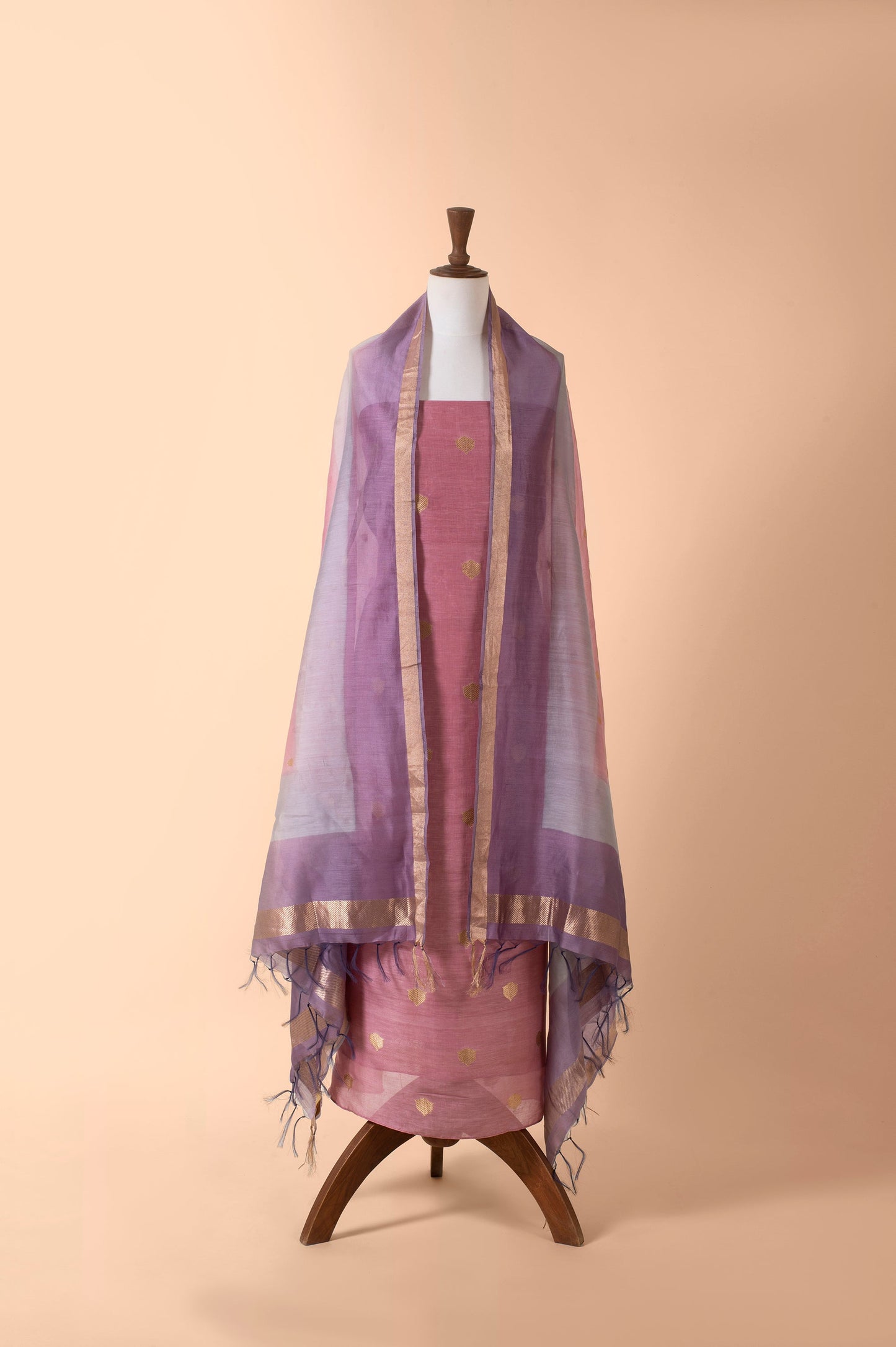 Handwoven Pink Chanderi Suit Piece