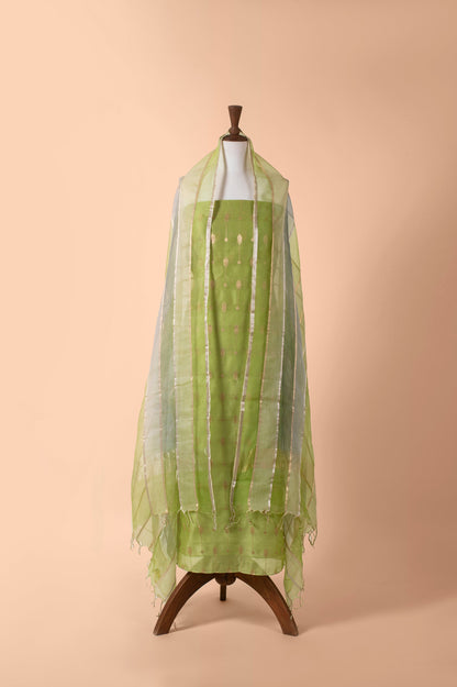 Handwoven Green Chanderi Suit Piece