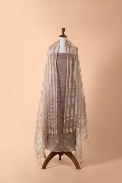 Handwoven Grey Chanderi Suit Piece