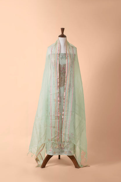 Handwoven Green Chanderi Suit Piece