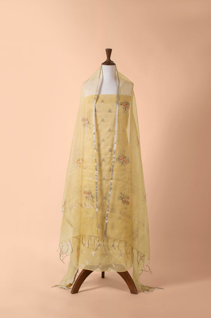 Handwoven Yellow Chanderi Suit Piece