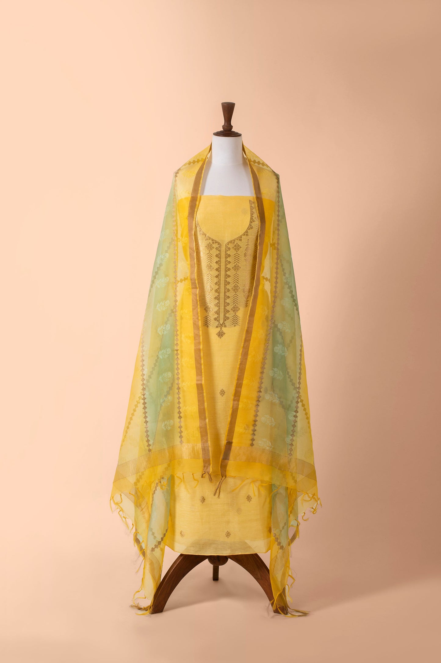 Handwoven Yellow Chanderi Suit Piece