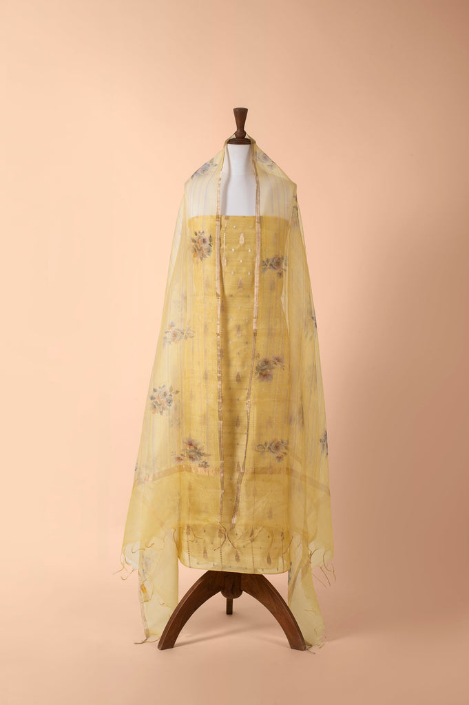 Handwoven Yellow Chanderi Suit Piece