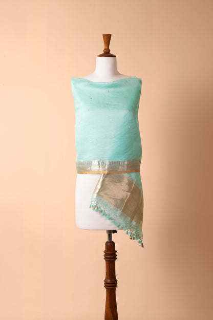 Handwoven Sea Green Organza Dupatta