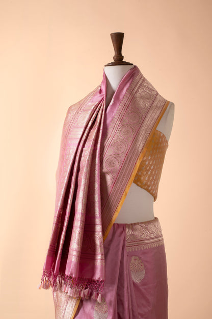 Handwoven Mauve Silk Sari