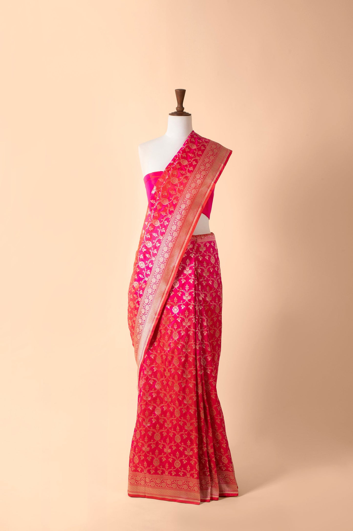 Handwoven Pink Silk Sari