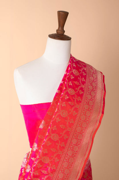 Handwoven Pink Silk Sari