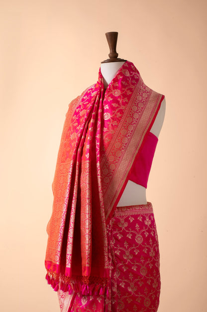 Handwoven Pink Silk Sari