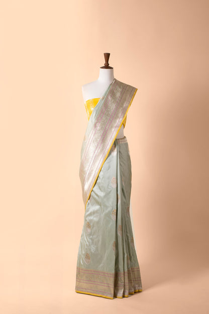 Handwoven Grey Silk Sari