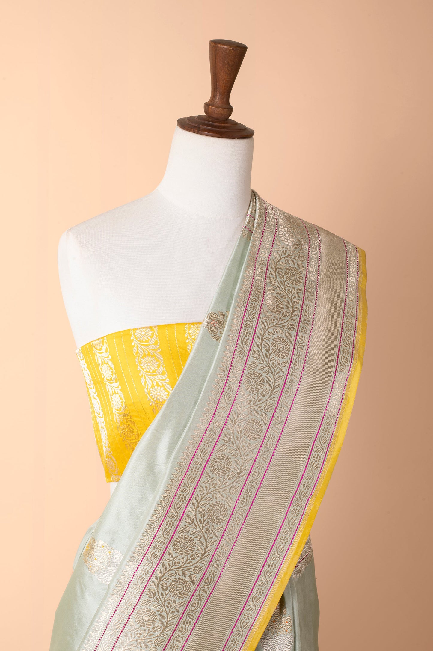 Handwoven Grey Silk Sari