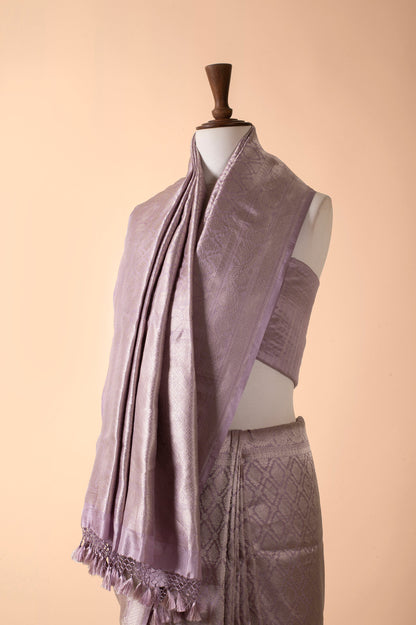 Handwoven Lilac Silk Sari