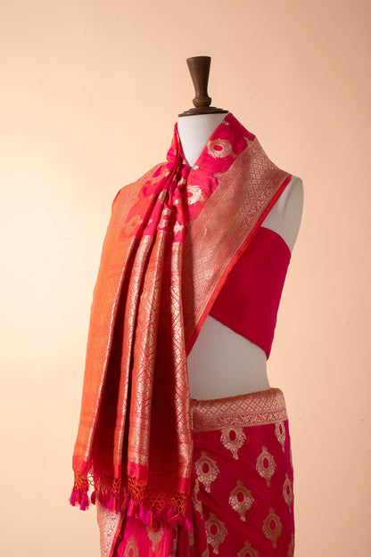 Handwoven Pink Silk Sari