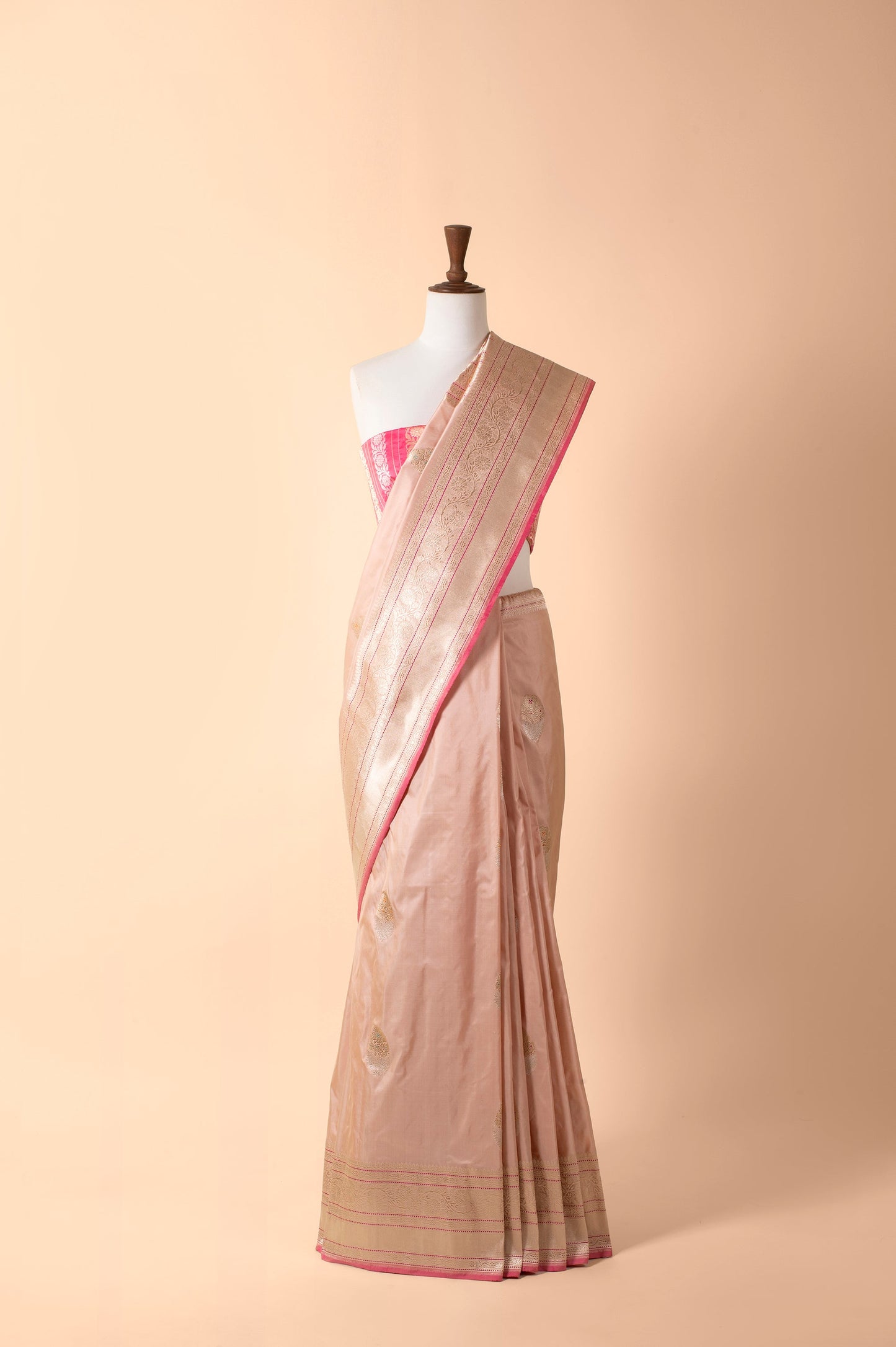 Handwoven Pink Silk Sari