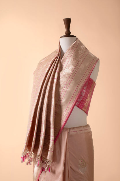 Handwoven Pink Silk Sari