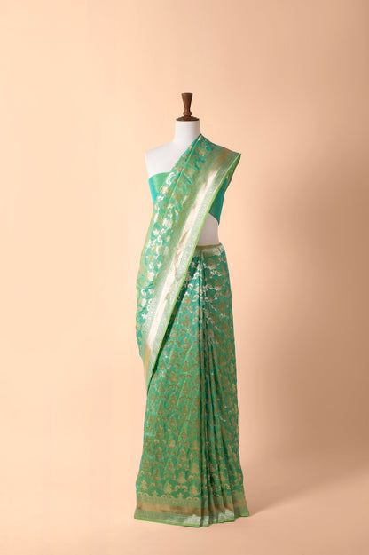 Handwoven Green Silk Sari