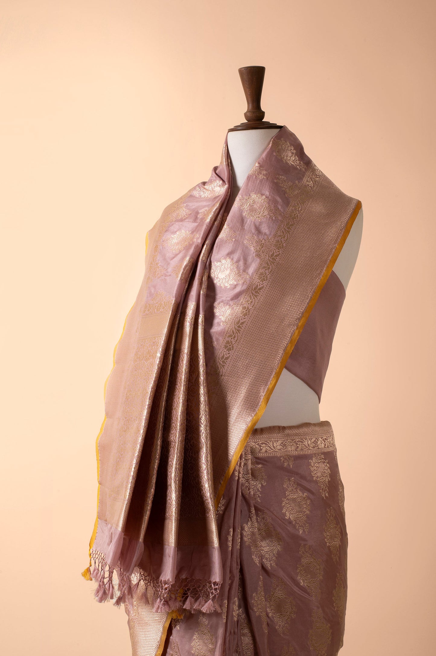 Handwoven Mauve Silk Sari