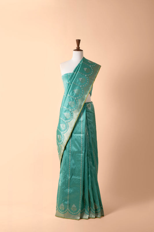 Handwoven Blue Silk Sari