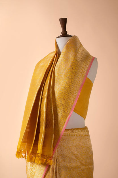 Handwoven Yellow Silk Sari