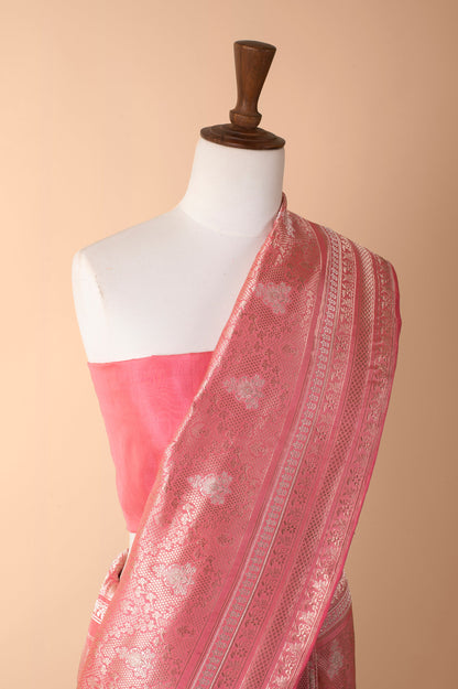 Handwoven Pink Silk Sari