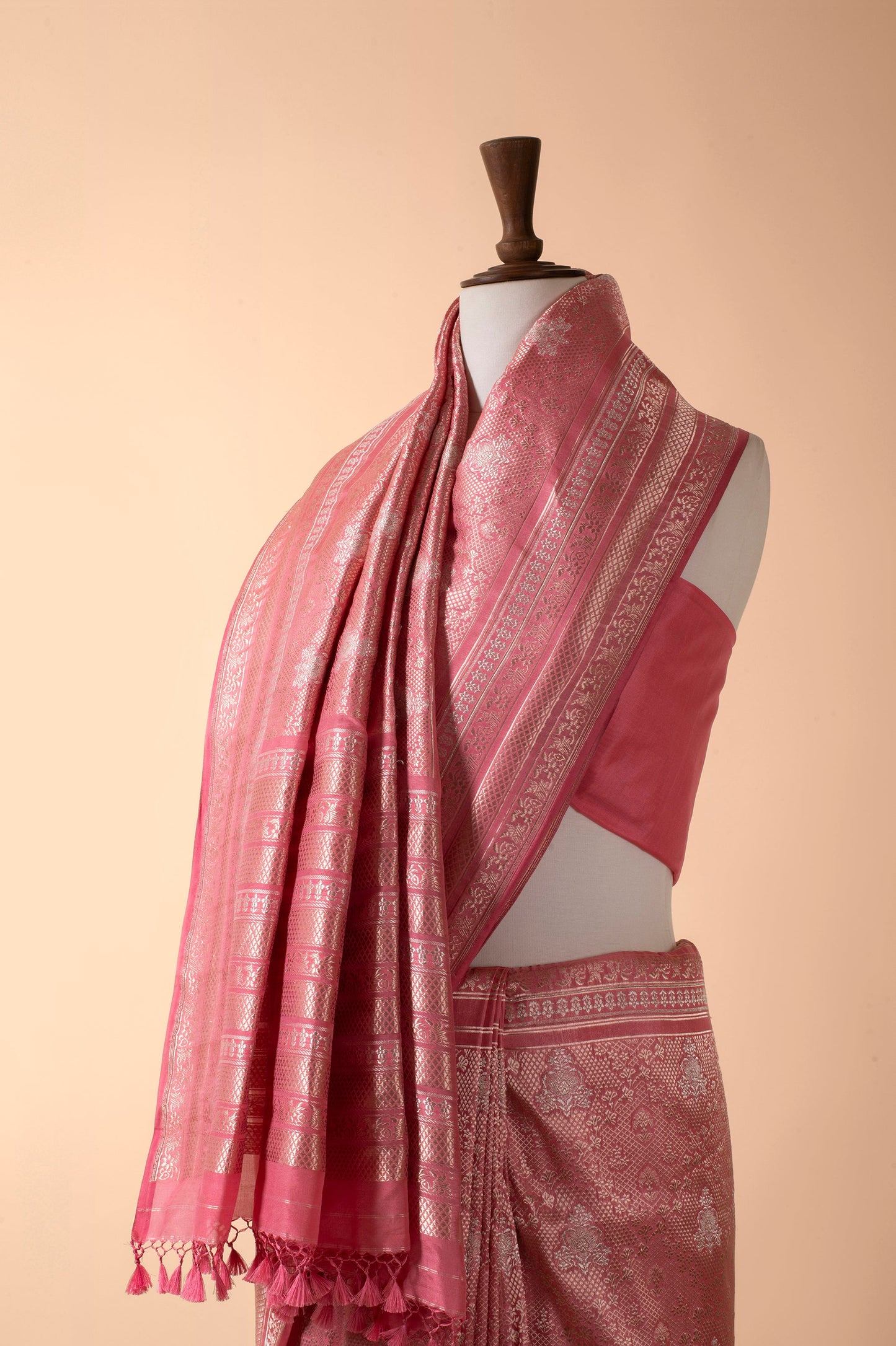 Handwoven Pink Silk Sari