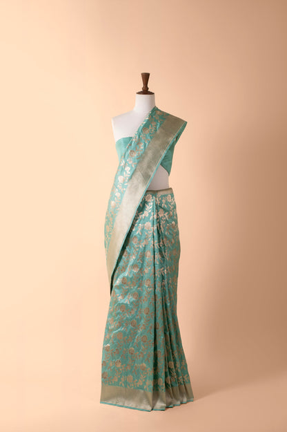 Handwoven Blue Silk Sari