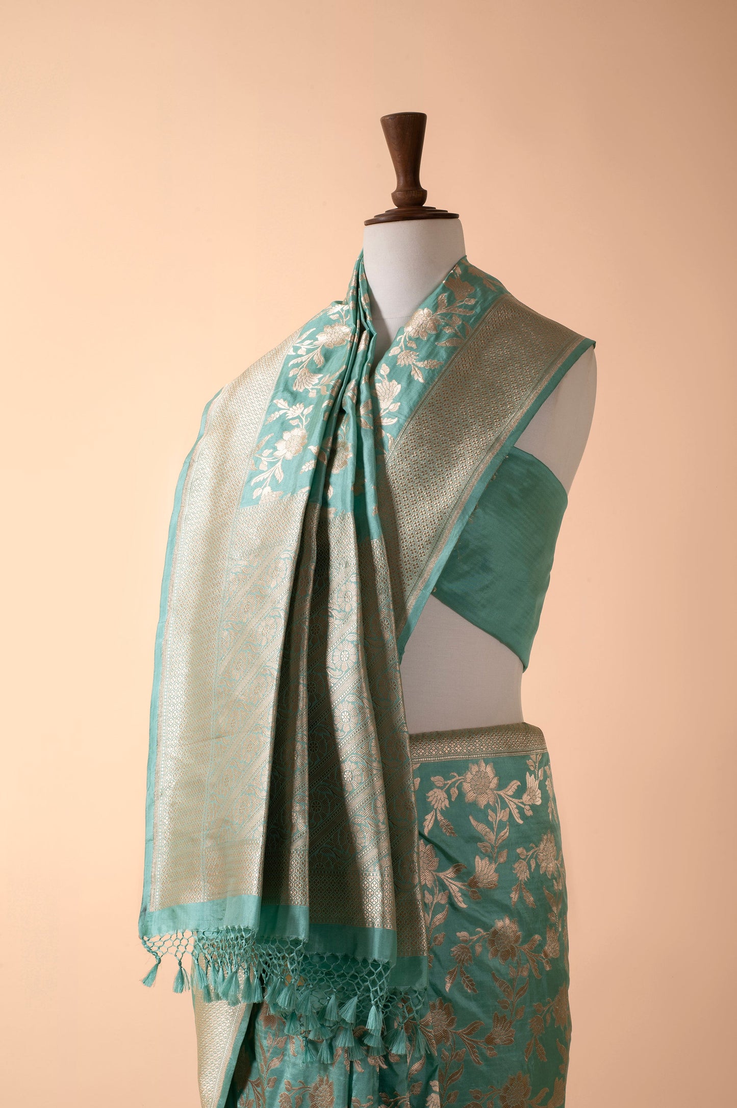 Handwoven Blue Silk Sari