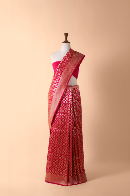 Handwoven Pink Silk Sari