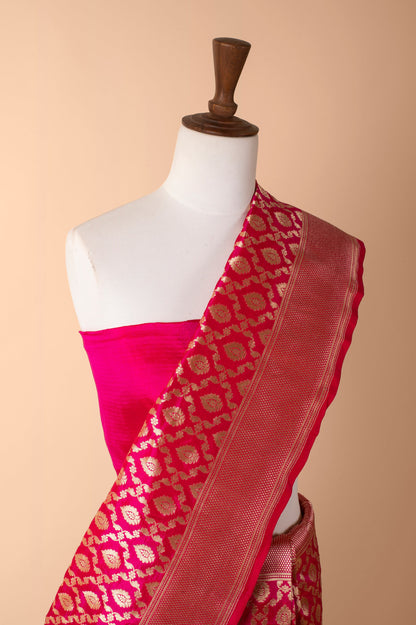 Handwoven Pink Silk Sari