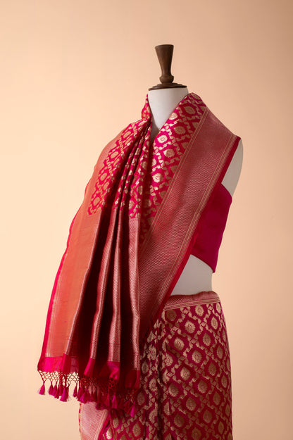 Handwoven Pink Silk Sari