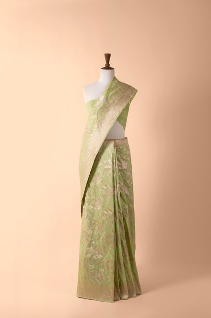 Handwoven Green Silk Sari