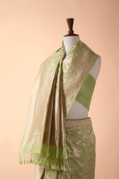 Handwoven Green Silk Sari