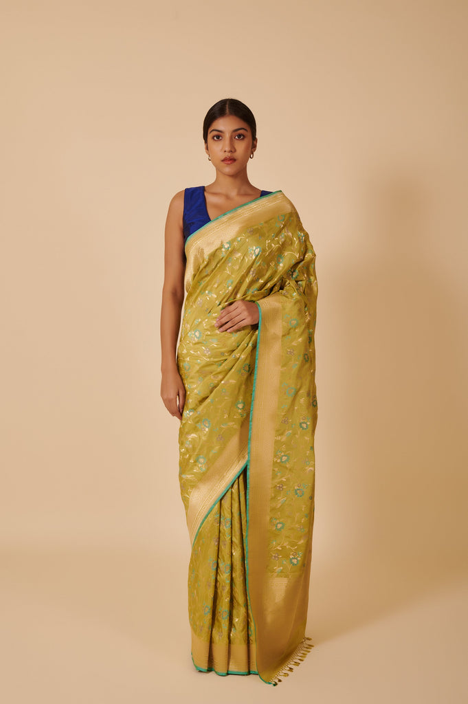 Handwoven Green Silk Sari
