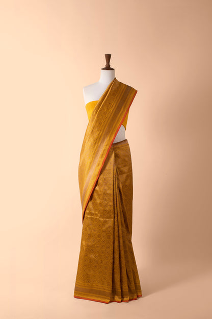 Handwoven Yellow Silk Sari