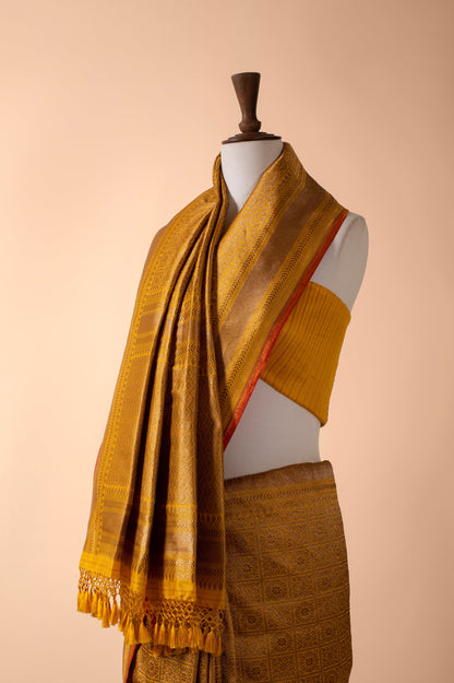 Handwoven Yellow Silk Sari