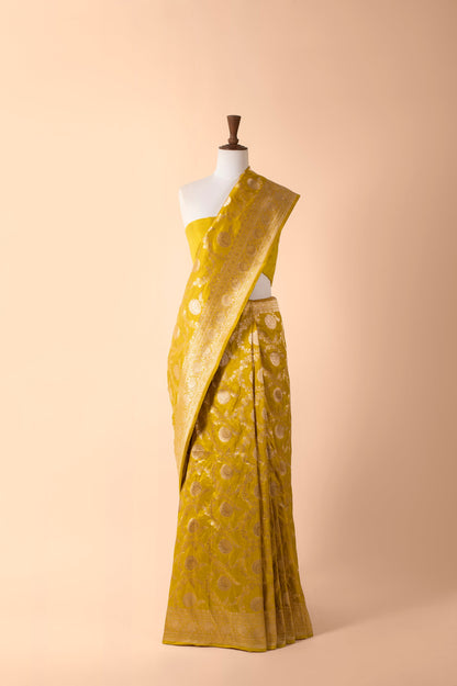 Handwoven Yellow Silk Sari