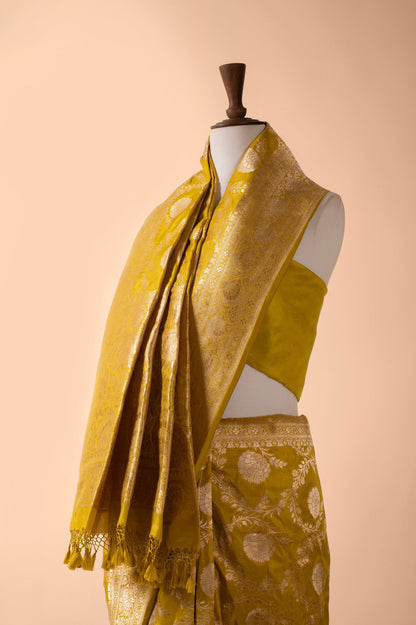 Handwoven Yellow Silk Sari