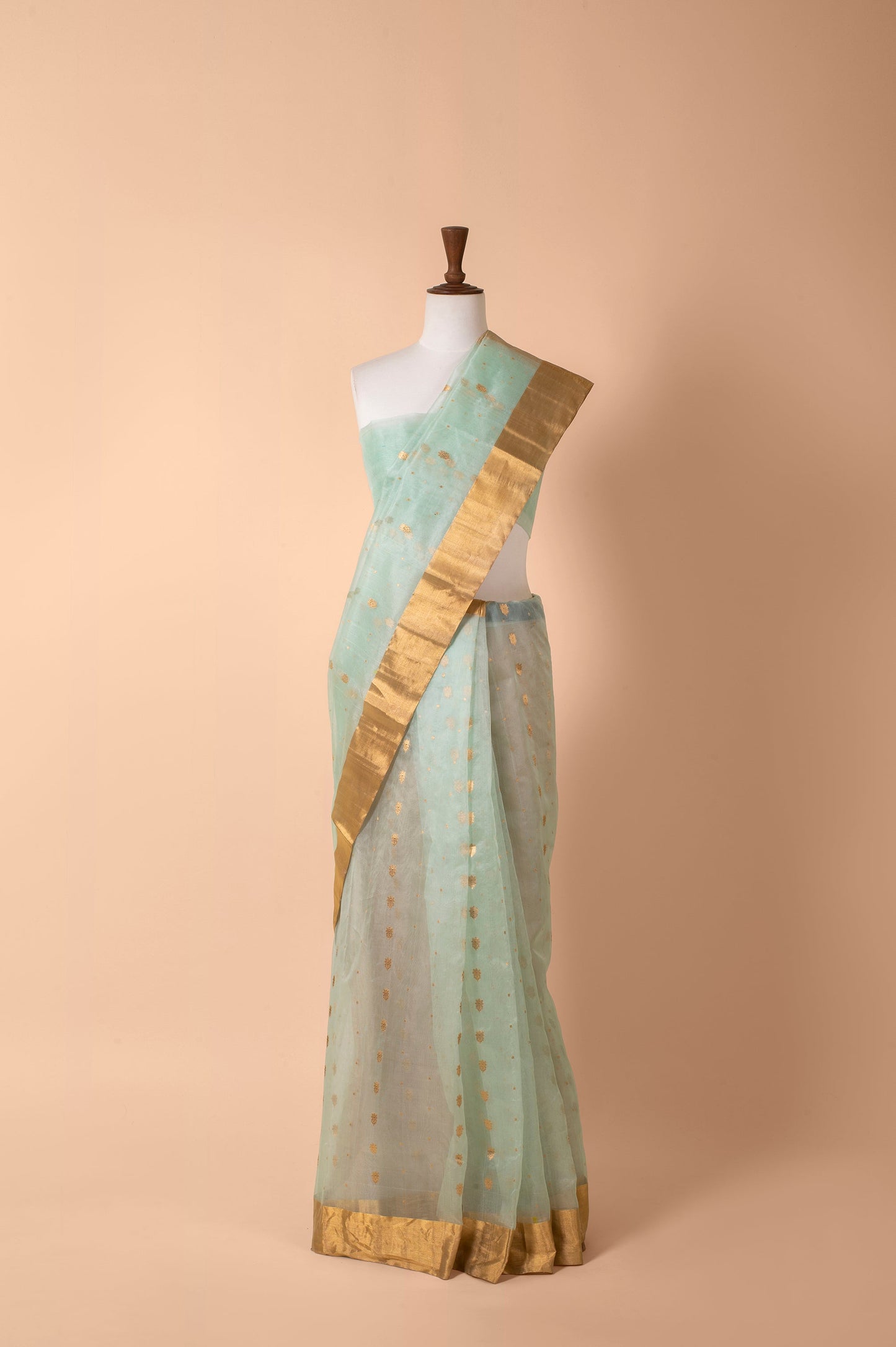 Handwoven Blue Organza Sari