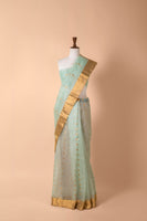 Handwoven Blue Organza Sari