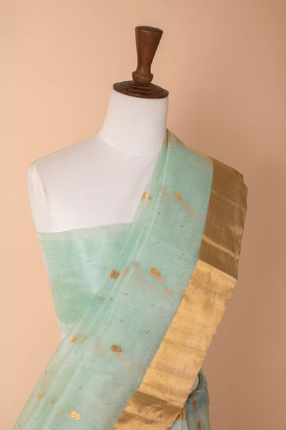 Handwoven Blue Organza Sari