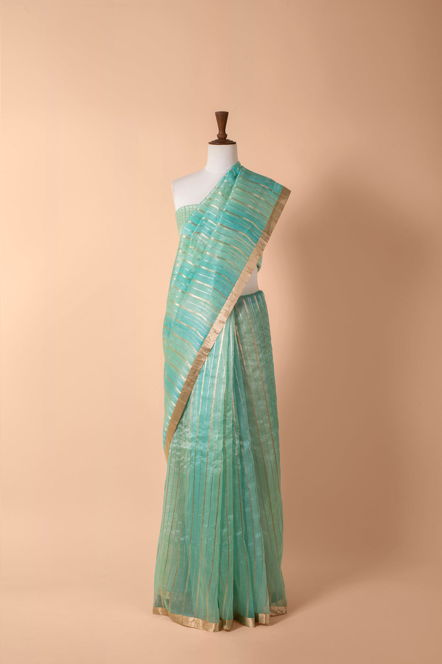 Handwoven Blue Organza Sari